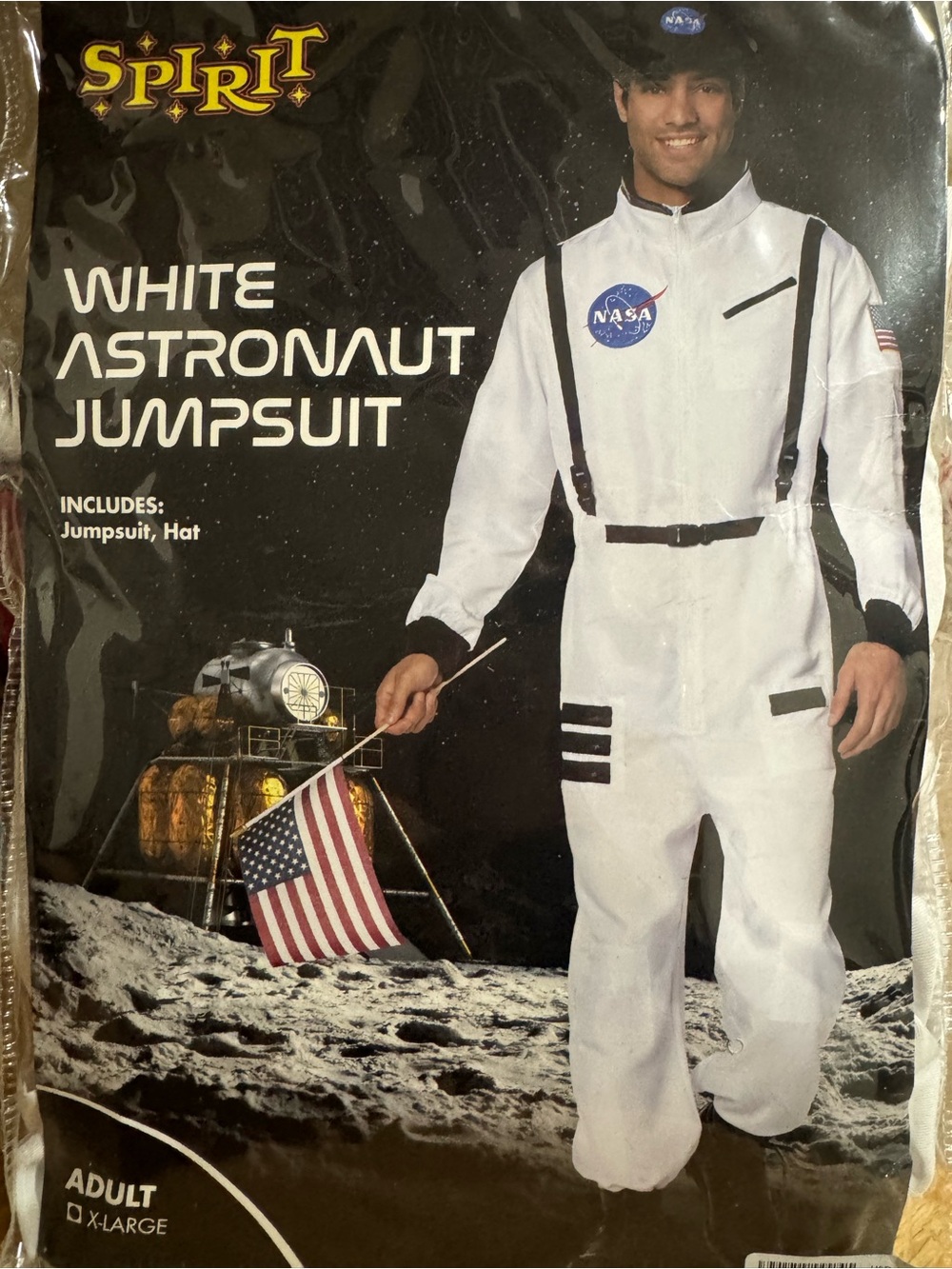 Spirit White Astronaut Jumpsuit Costume with Black Trim size XL
